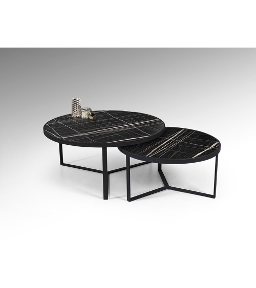 Naira SCHULLER VALENCIA 2er-Set Tische Marmor Schwarz