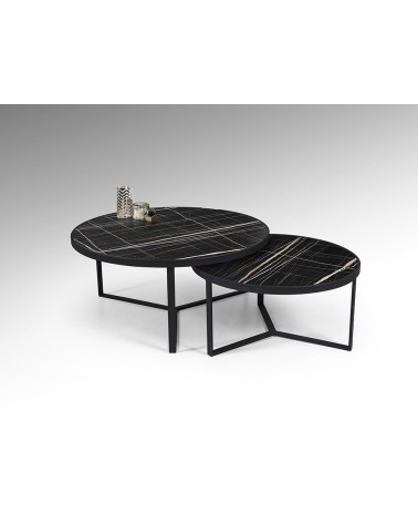 Naira SCHULLER VALENCIA set of 2 black marble tables