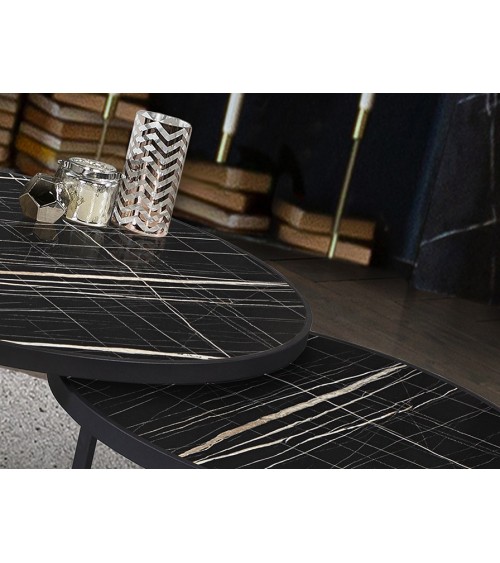 Naira SCHULLER VALENCIA 2er-Set Tische Marmor Schwarz