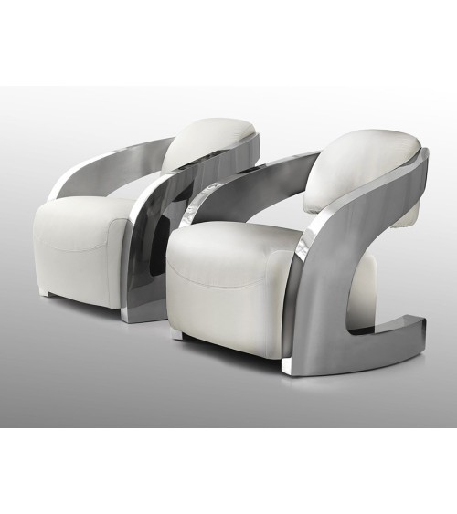 Fauteuil Amanda SCHULLER VALENCIA en cuir blanc