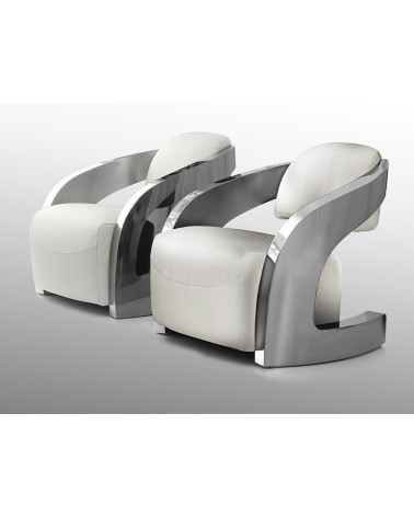 Fauteuil Amanda SCHULLER VALENCIA en cuir blanc