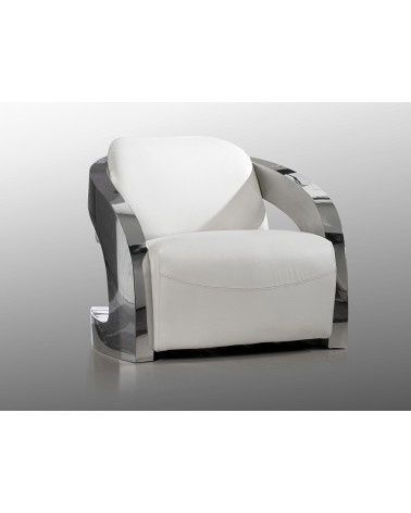 Fauteuil Amanda SCHULLER VALENCIA en cuir blanc