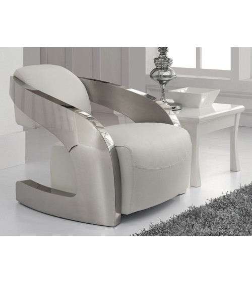 Fauteuil Amanda SCHULLER VALENCIA en cuir blanc