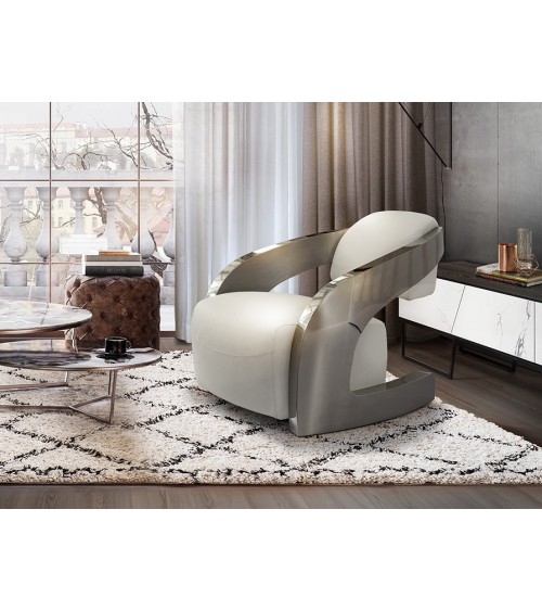 Fauteuil Amanda SCHULLER VALENCIA en cuir blanc