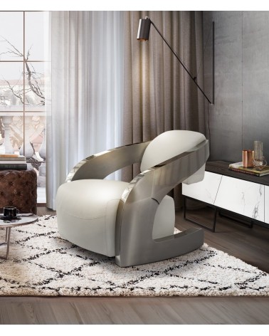 Fauteuil Amanda SCHULLER VALENCIA en cuir blanc