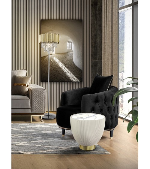 Candy SCHULLER VALENCIA white and brass side table