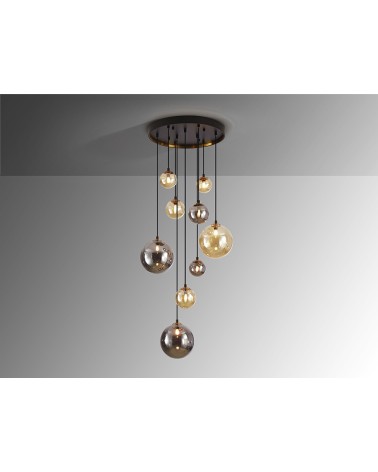 Dark SCHULLER VALENCIA black brass 9-light lamp