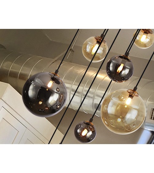 Lampada Dark SCHULLER VALENCIA nero ottone 9 luci