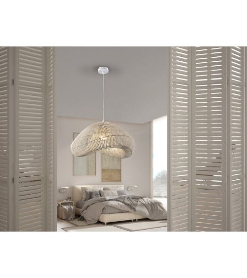 Sabah SCHULLER VALENCIA white rattan pendant lamp