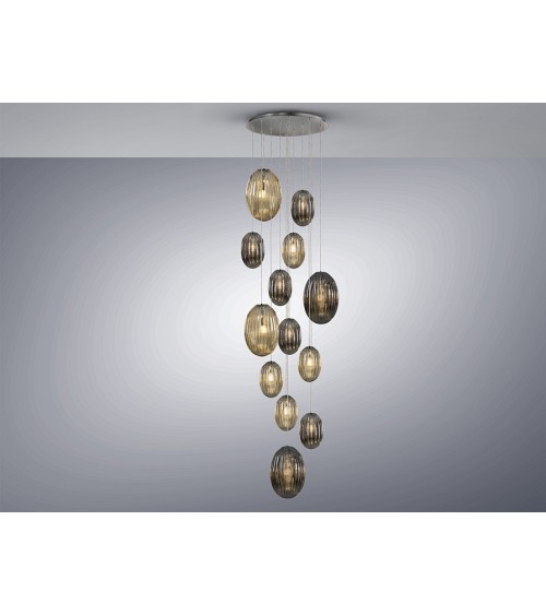 Suspension Ovila SCHULLER VALENCIA 13 lumières fumé cognac
