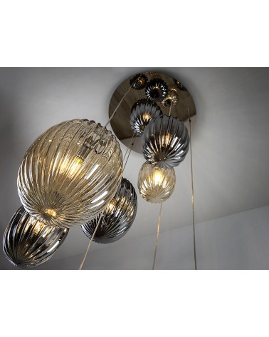 Lámpara Ovila SCHULLER VALENCIA 13 luces fumé cognac