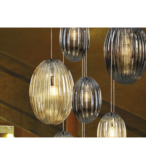 Suspension Ovila SCHULLER VALENCIA 13 lumières fumé cognac