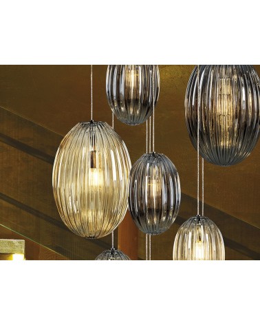 Suspension Ovila SCHULLER VALENCIA 13 lumières fumé cognac