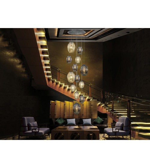 Suspension Ovila SCHULLER VALENCIA 13 lumières fumé cognac