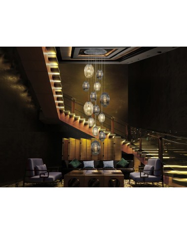 Suspension Ovila SCHULLER VALENCIA 13 lumières fumé cognac