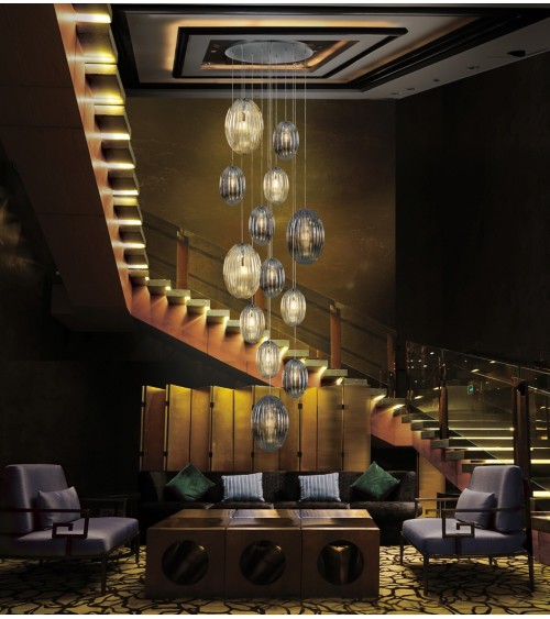 Ovila SCHULLER VALENCIA 13-light smoky cognac lamp