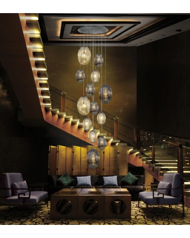 Suspension Ovila SCHULLER VALENCIA 13 lumières fumé cognac