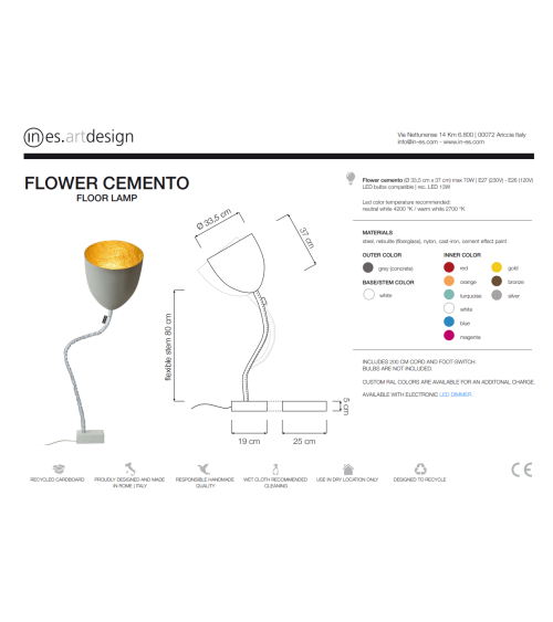 Flower Cemento Floor Lamp IN-ES.ARTDESIGN | BHOME by Arredi Barbàra