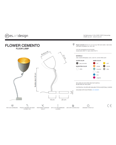 Lampadaire Flower Cemento IN-ES.ARTDESIGN | BHOME by Arredi Barbàra