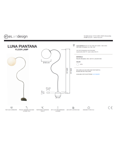 Lampada di design Luna Piantana IN-ES.ARTDESIGN | BHOME by Arredi Barbàra