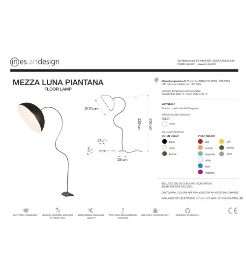 Lampada di design Mezza Luna Piantana IN-ES.ARTDESIGN | BHOME by Arredi Barbàra
