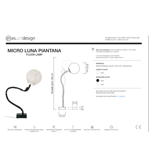 Micro Luna Piantana Floor Lamp IN-ES.ARTDESIGN | BHOME by Arredi Barbàra