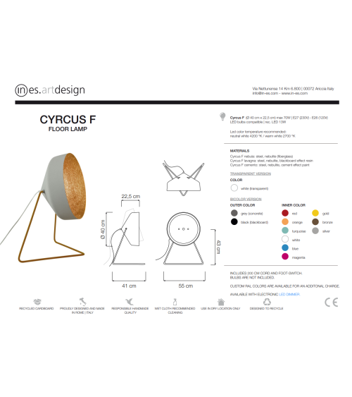 Cyrcus F Cemento Floor Lamp IN-ES.ARTDESIGN | BHOME by Arredi Barbàra