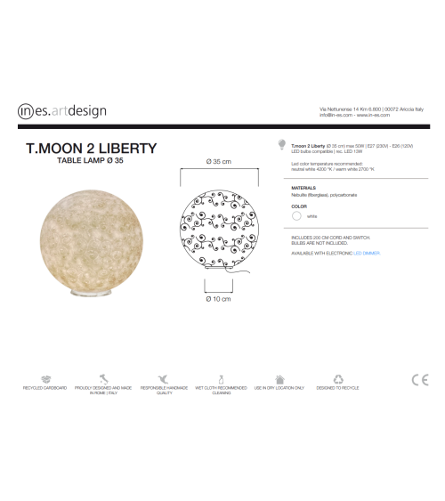 Lampada da tavolo T.Moon 2 Liberty IN-ES.ARTDESIGN | BHOME by Arredi Barbàra