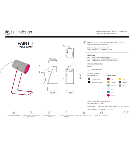 Paint T Cemento Table Lamp IN-ES.ARTDESIGN | BHOME by Arredi Barbàra