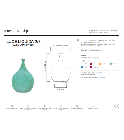 Lampada da tavolo Luce Liquida IN-ES.ARTDESIGN | BHOME by Arredi Barbàra