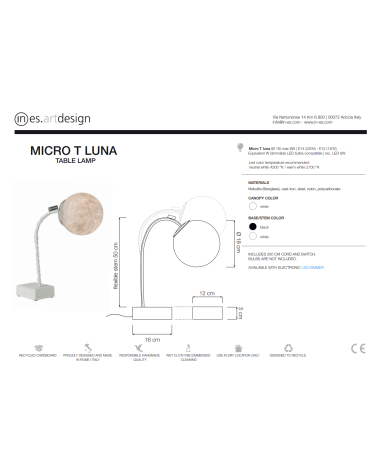Lampada da tavolo Micro T Luna IN-ES.ARTDESIGN | BHOME by Arredi Barbàra