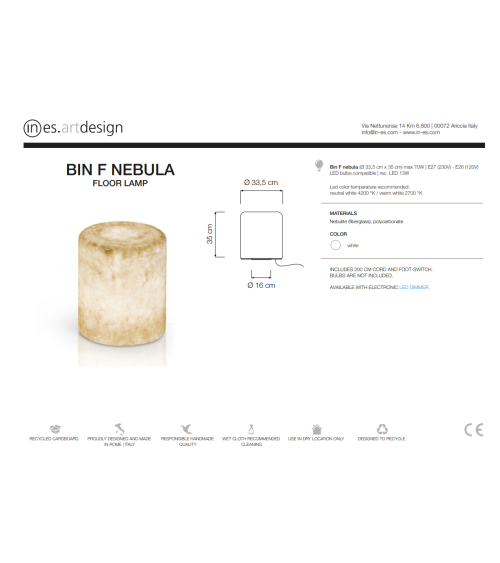 Lámpara de pie Bin F Nebula IN-ES.ARTDESIGN | BHOME by Arredi Barbàra
