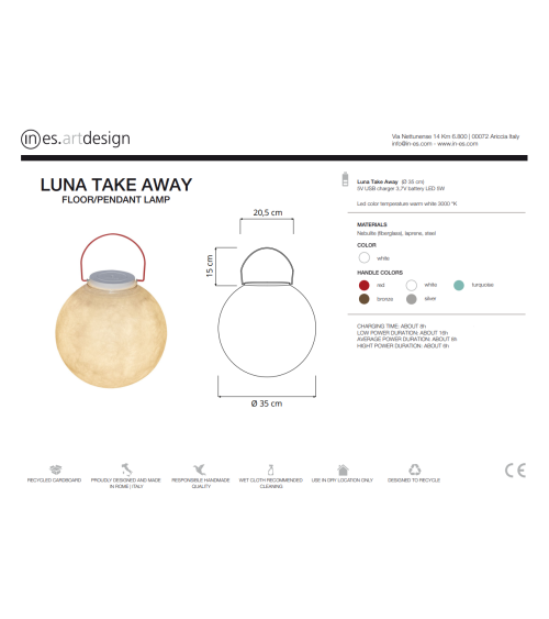 Akku-Leuchte Luna Take Away IN-ES.ARTDESIGN | BHOME by Arredi Barbàra