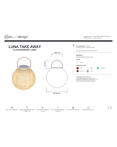 Lampada a batteria Luna Take Away IN-ES.ARTDESIGN | BHOME by Arredi Barbàra