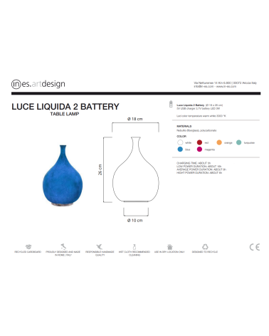 Akku-Leuchte Luce Liquida 2 Battery IN-ES.ARTDESIGN | BHOME by Arredi Barbàra