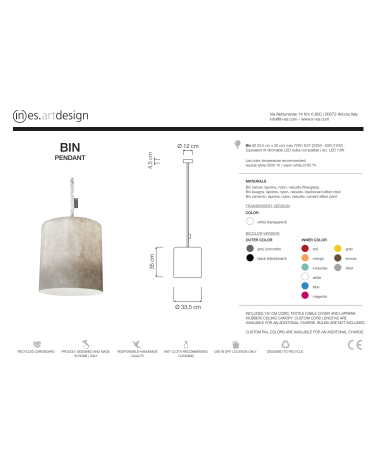 Lampada a sospensione Bin Nebula IN-ES.ARTDESIGN | BHOME by Arredi Barbàra