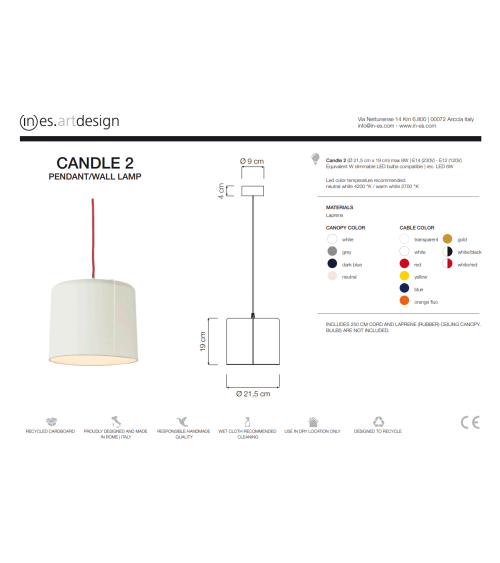 Lampada a sospensione Candle 2 IN-ES.ARTDESIGN | BHOME by Arredi Barbàra