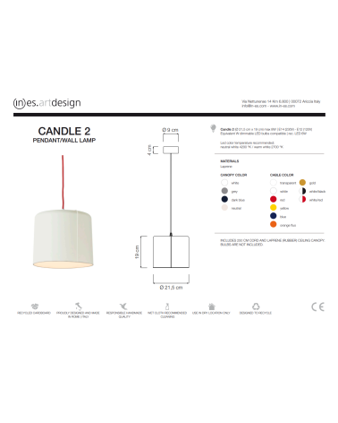 Candle 2 pendant lamp IN-ES.ARTDESIGN | BHOME by Arredi Barbàra