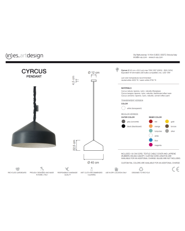 Cyrcus Lavagna pendant lamp IN-ES.ARTDESIGN | BHOME by Arredi Barbàra
