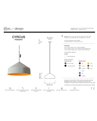 Pendelleuchte Cyrcus Cemento IN-ES.ARTDESIGN | BHOME by Arredi Barbàra