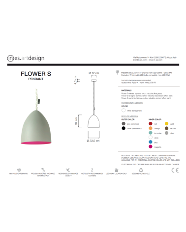 Lampada a sospensione Flower S Cemento IN-ES.ARTDESIGN | BHOME by Arredi Barbàra