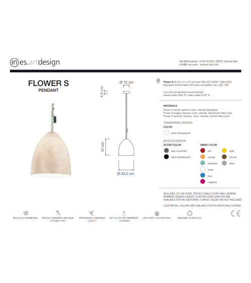 Lampada a sospensione Flower S Nebula IN-ES.ARTDESIGN | BHOME by Arredi Barbàra
