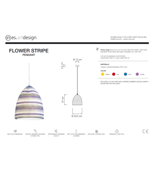 Lámpara de suspensión Flower Stripe IN-ES.ARTDESIGN | BHOME by Arredi Barbàra