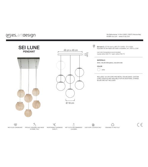Lampada a sospensione Sei Lune IN-ES.ARTDESIGN | BHOME by Arredi Barbàra