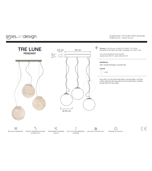 Lámpara de suspensión Tre Lune IN-ES.ARTDESIGN | BHOME by Arredi Barbàra