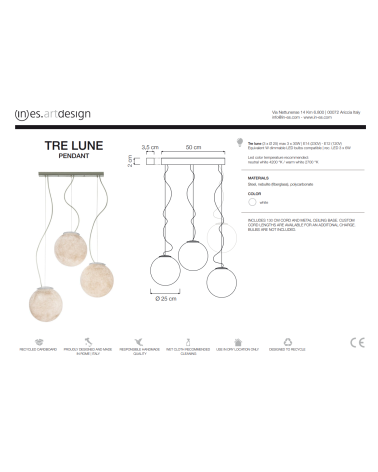 Lampada a sospensione Tre Lune IN-ES.ARTDESIGN | BHOME by Arredi Barbàra