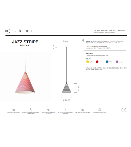 Pendelleuchte Jazz Stripe IN-ES.ARTDESIGN | BHOME by Arredi Barbàra