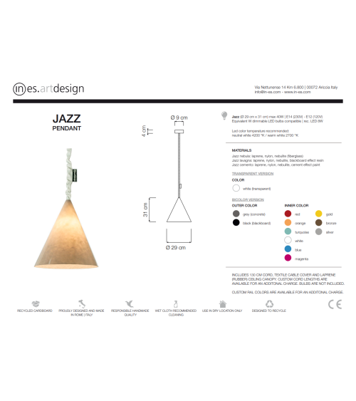 Lampada a sospensione Jazz Nebula IN-ES.ARTDESIGN | BHOME by Arredi Barbàra