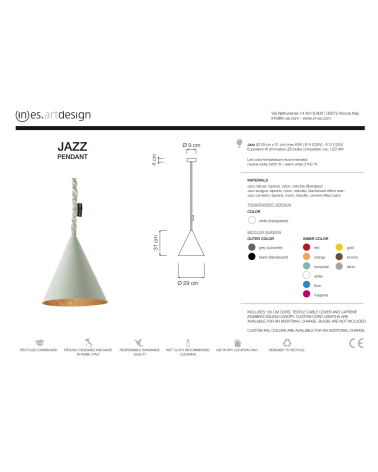 Lámpara de suspensión Jazz Cemento IN-ES.ARTDESIGN | BHOME by Arredi Barbàra