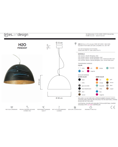 Lampada H2O Lavagna | Design Contemporaneo Elegante